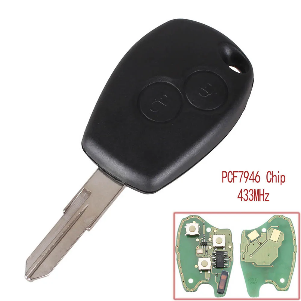 KEYYOU маленький автомобильный брелок 2 кнопки Fob 433 МГц PCF7946/ID46 чип костюм для Renault Megan