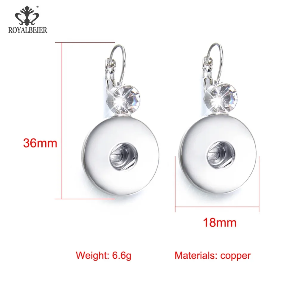 

ROYALBEIER New Arrivals Rhinestone Snap Buttons Charms Earrings Eardrop Fit 12mm/18mm Snap Button Snap Earrings Snap Jewelry