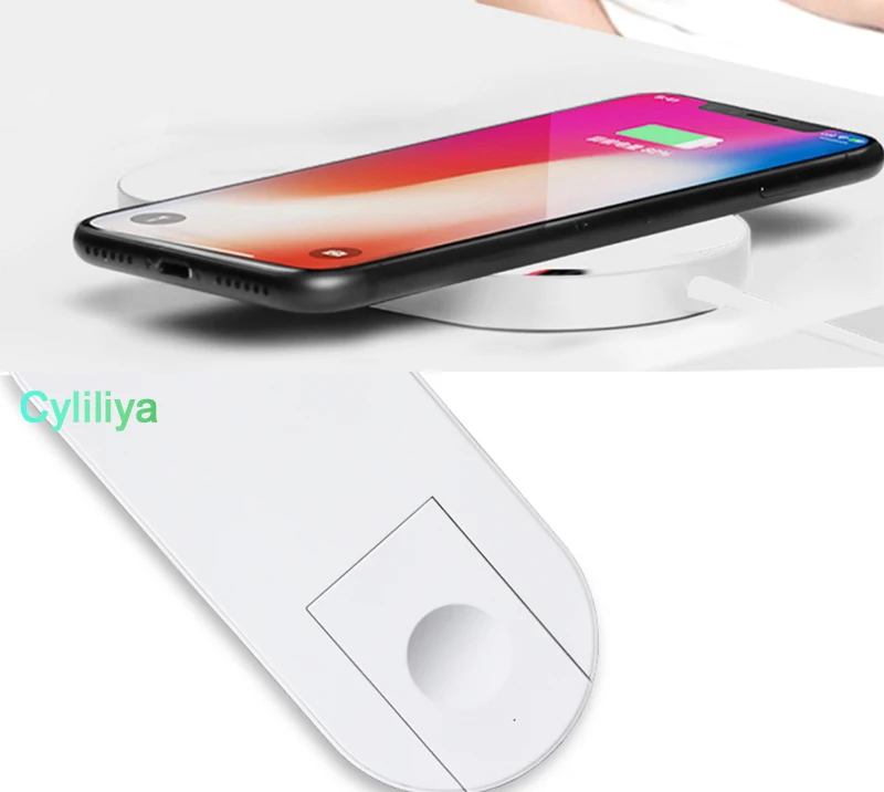 QI Беспроводное зарядное устройство 2 в 1 для iPhone X 8 Plus Apple Watch 7 5 Вт розничной