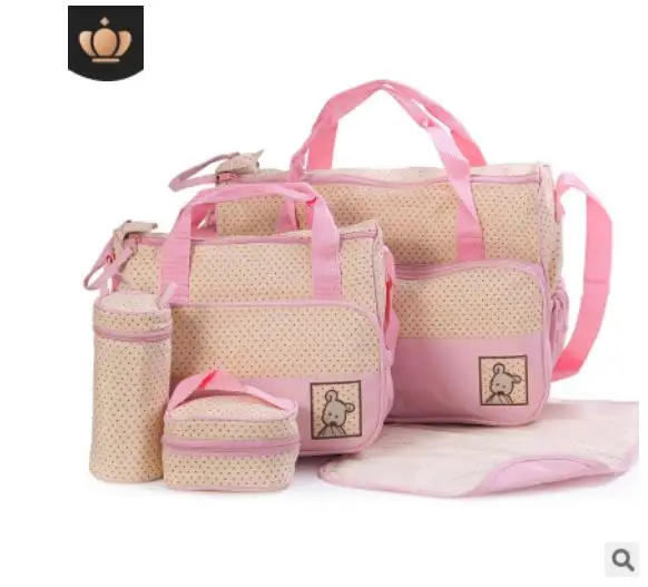pink 5 шт., детские сумки для мамы, органайзер, Детская сумка, дорожный рюкзак, большая вместительность, для мам, коляска, для мам, сумки для подгузников, наборы, сумка для подгузников - Цвет: pink