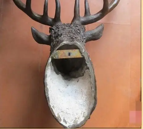 30 &quotЗападная Стена висячая художественная Чистая Бронзовая статуя голова оленя