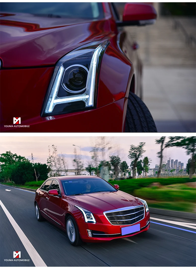 Автомобильный Стайлинг для Cadillac ATS светодиодные фары- для ATS светодиодный светодиодные DRL головной свет аксессуары hid комплект светодиодный указатель поворота