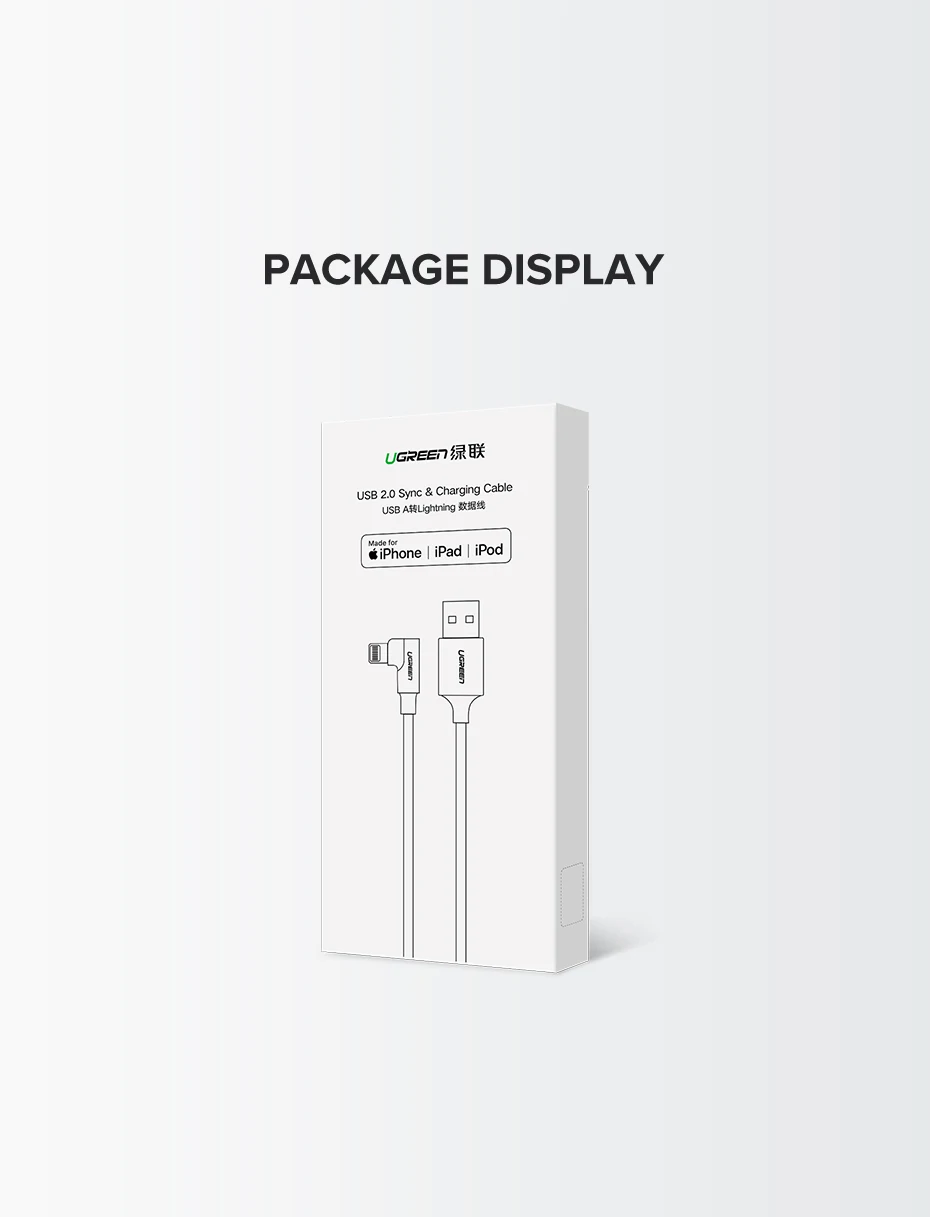 Ugreen USB кабель для передачи данных для iPhone 11 Pro X Xs 2.4A Lightning Быстрый зарядный кабель для передачи данных для iPhone 8, 7, 6, 6S 5S мобильного телефона Зарядное устройство кабель