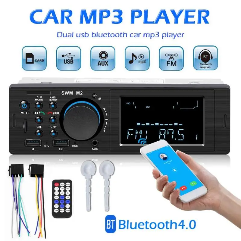 SWM M2 автомобильный стерео MP3 музыкальный плеер fm-радио Bluetooth USB TF AUX головное устройство