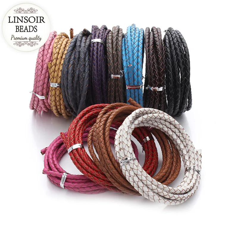 Шнур из натуральной кожи в оплетке 2 м/лот диаметр 3 4 мм|braided leather cord|leather threadleather cord |