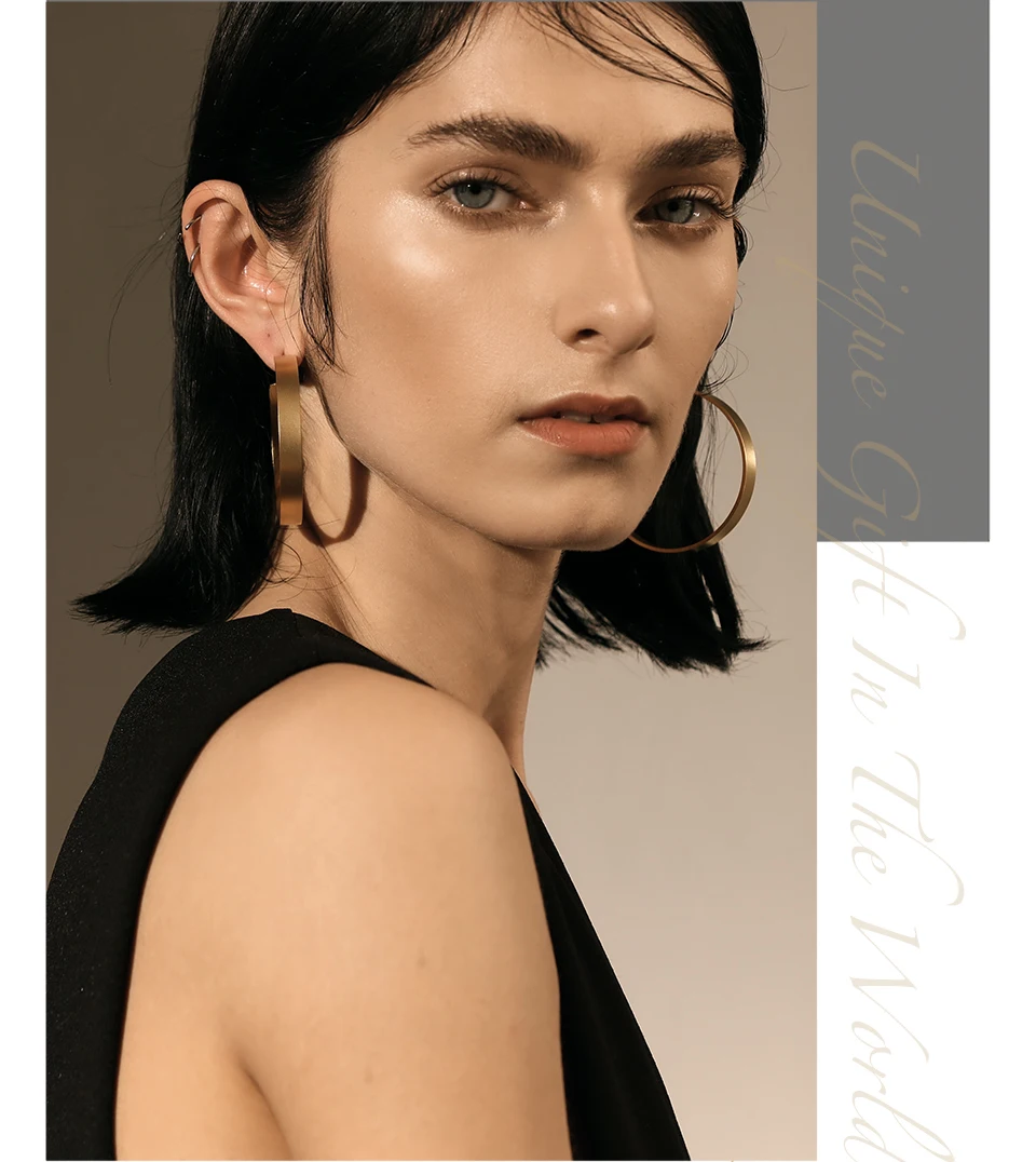 Enfashion винтажные большие серьги-кольца матовые серьги золотистого цвета из нержавеющей стали круглые серьги для женщин ювелирные изделия 171026