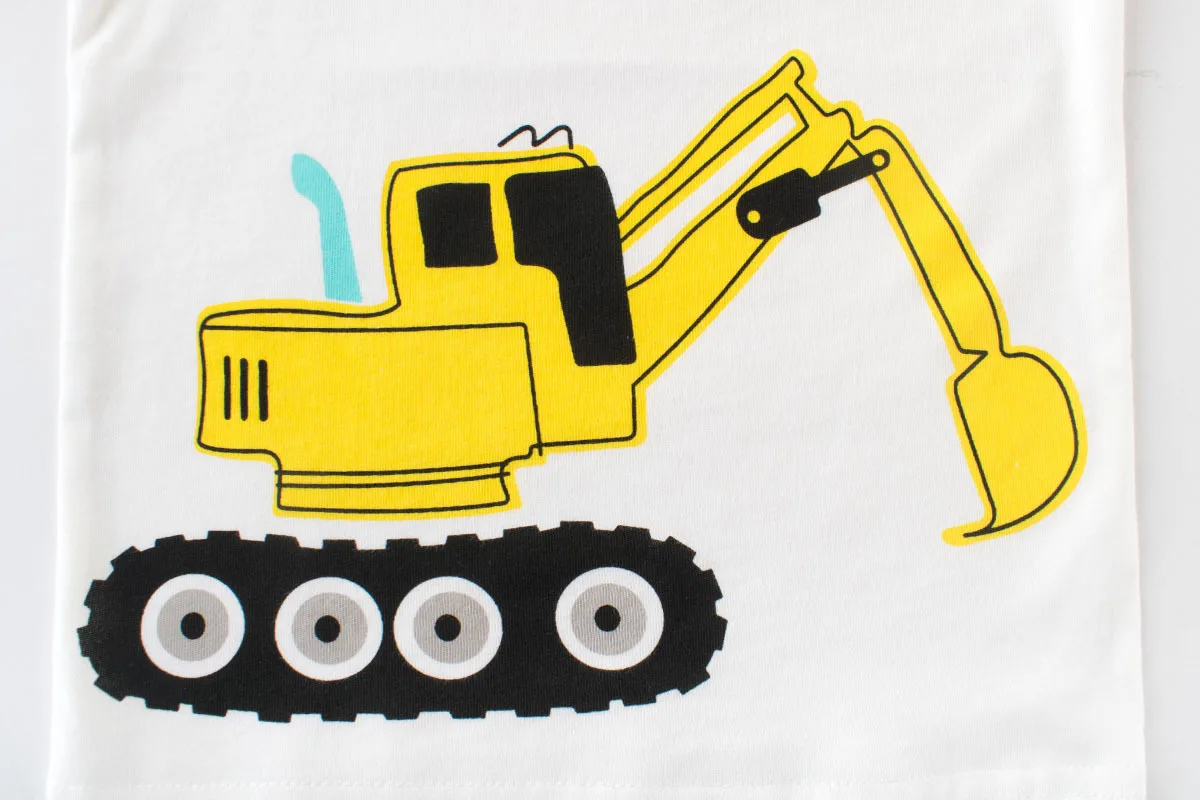 

Short-sleeved T-shirt for Children In Summer Kids'Wear, Cotton Boys' Round-collar and Half-sleeved Children's Excavator