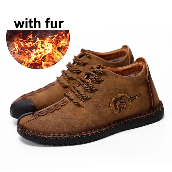 Khaki Cotton shoes YIGER/Новая мужская хлопковая обувь теплая зимняя мужская повседневная обувь на меху со шнуровкой обувь для отдыха больших размеров 38-47 мужские зимние ботинки, 0191 - Цвет: Khaki Cotton shoes