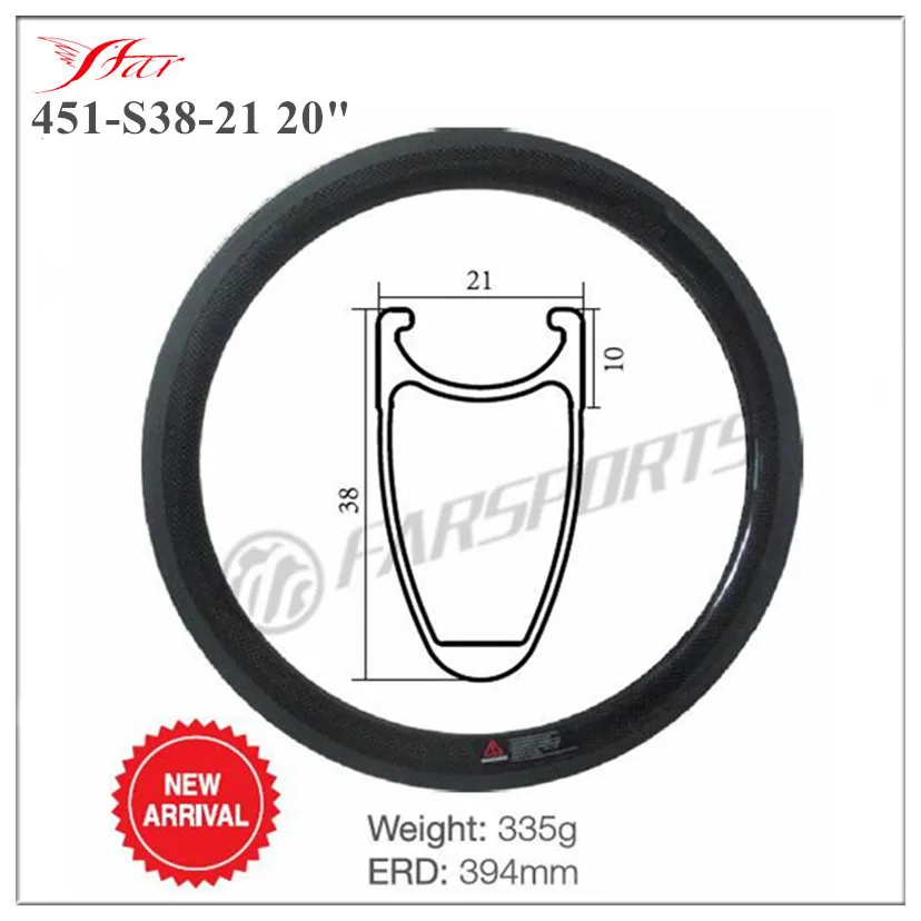 451-S38-21 Farsports 2" BSD 451 Скоба обода из углеродного сплава 38Cx21 внешний обод 20 дюймов маленький колесный велосипед