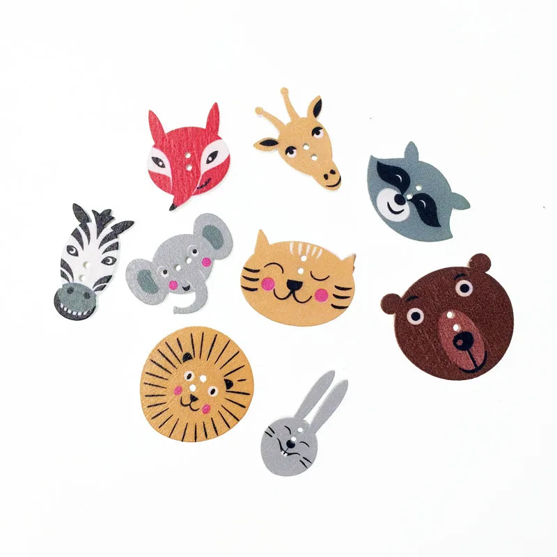 50 шт. популярные деревянные пуговицы смешанных животных аксессуары для шитья