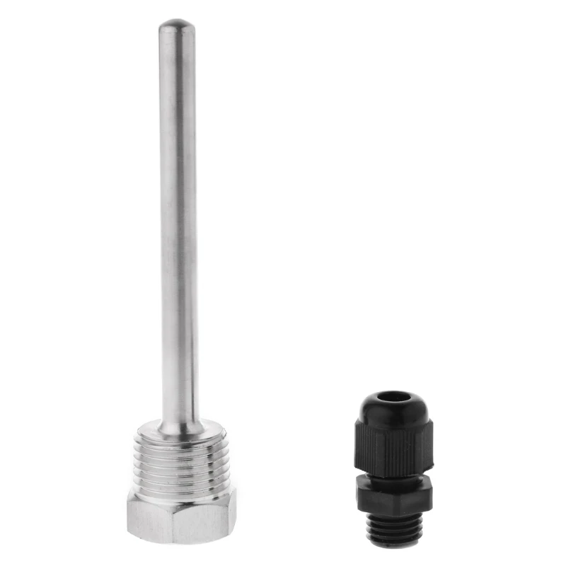 Thermowell Immersion Sleeve Pocket Stainless Steel 304 BSP 1/2&quot for Max 6mm Wire PT100 PT1000 NTC10K NTC50K Pipe L30-L200mm |