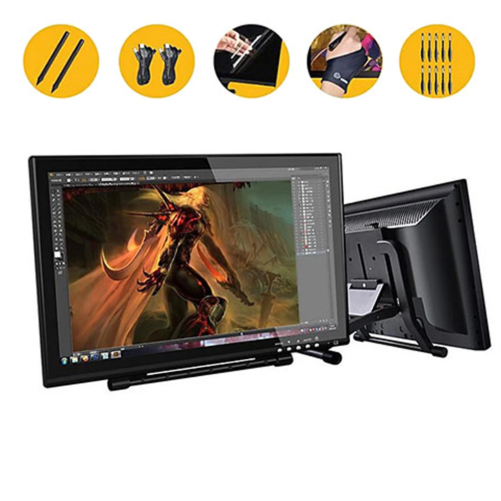 UGEE UG 1910B 19&quot Digital Art Graphics Tablet Painting 5080 LPI Resolution Draw Tablet+VGA Adapter For MacBook+Screen Protector|drawing