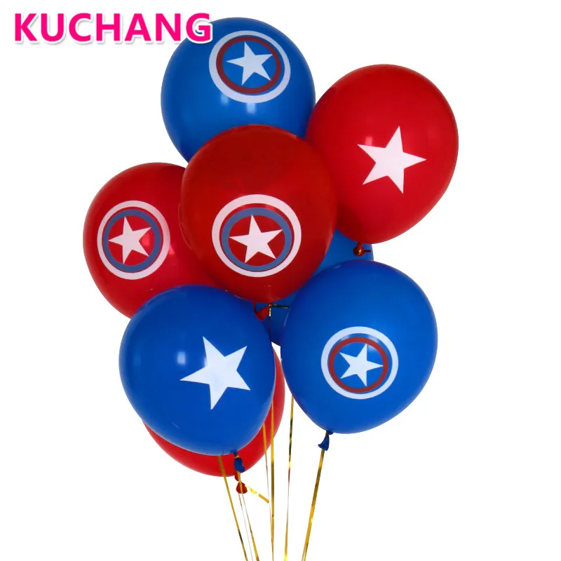 Mix All 12 шт 2,3 г 10 дюймов синий красный Капитан Америка щит латексные шары детский день рождения свадьба украшения детский душ принадлежности - Цвет: Mix All