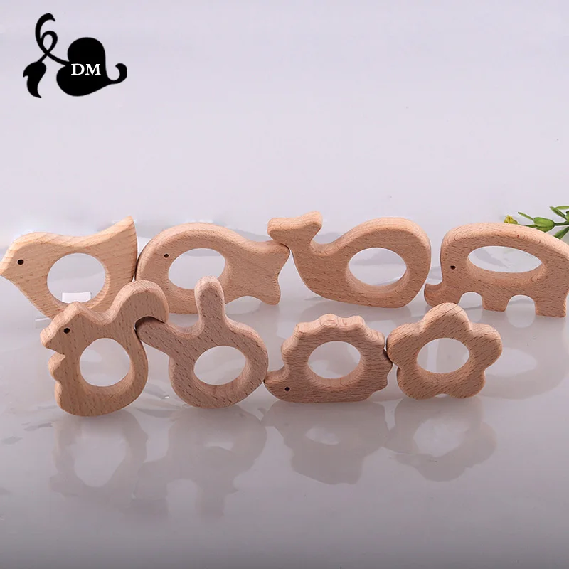 Деревянные Прорезыватели ручной работы из натурального бука для новорожденных