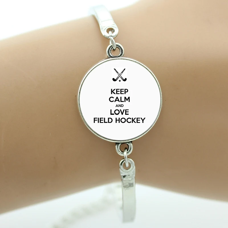 SP496 Tafree ювелирный бренд Keep Calm and love Хоккей браслет стекло кабошон купол поле хоккеист Подвески ювелирные браслеты SP481 - Окраска металла: SP496