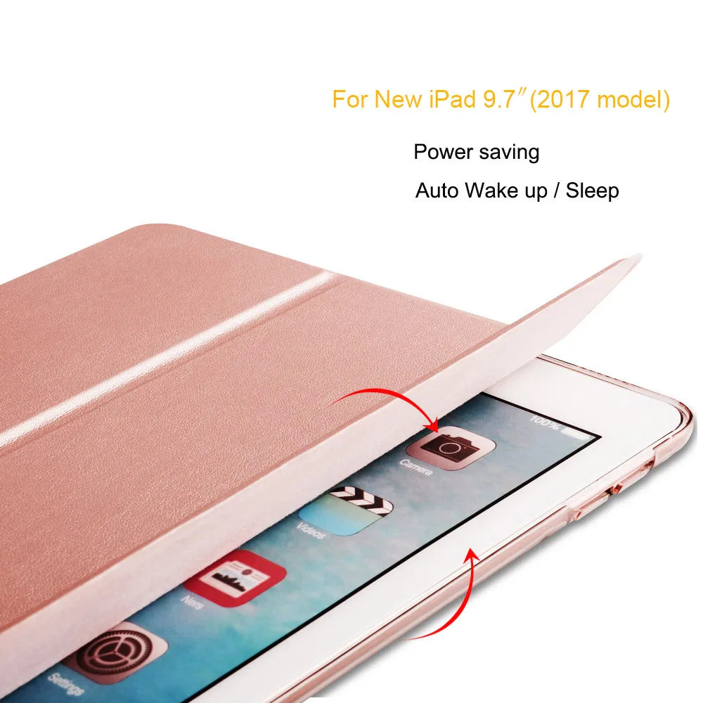 Смарт-чехол для нового iPad 9,7 дюймов модель складной чехол-книжка Авто Режим сна/пробуждения планшет 9," розовое золото и темно-синий