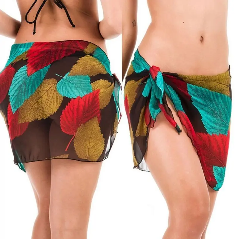 Женская летняя Солнцезащитная шифоновая юбка саронг богемная цветная