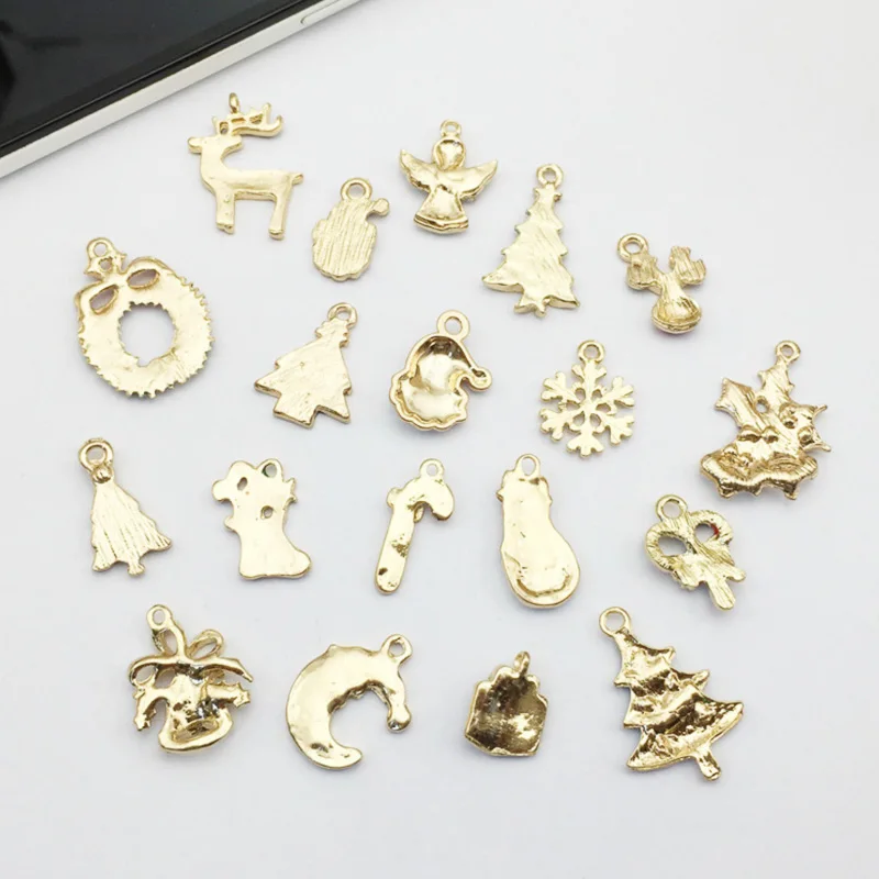 REGELIN, 19 шт./лот, набор для украшения рождественской елки, Маленькая подвеска, Золотой шарм, ободок, установка кабошона, УФ-амулеты из смолы