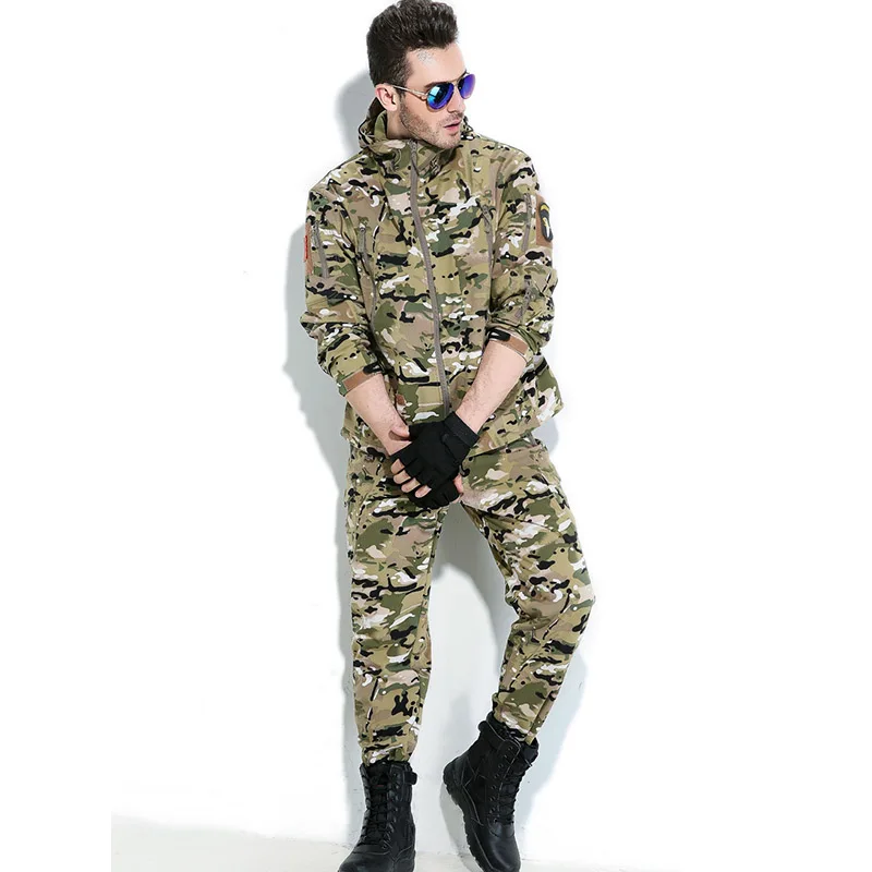 Водонепроницаемая ветрозащитная куртка из кожи акулы для походов и охоты зимняя