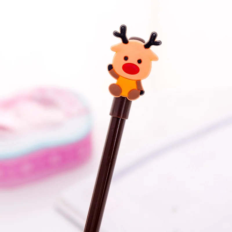 Christmas elk 1pcs Корейский милый Единорог гелевая ручка с подвеской Kawaii Розовая пантера канцелярские товары Рождественский лось Снеговик креативный светильник Эйфелева башня лампа - Цвет: Christmas elk 1pcs