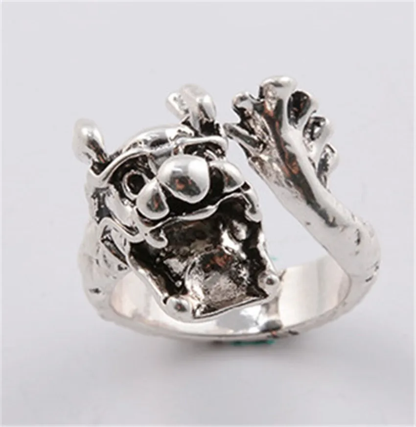 1 шт. античные бронзовые кольца дракона рога Регулируемые животных для мужчин Bijoux