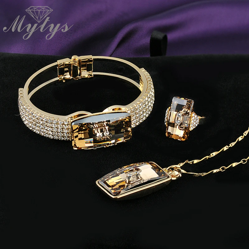 Свадебные ювелирные наборы Mytys комплект из колье кольца и браслета|necklace and bracelet