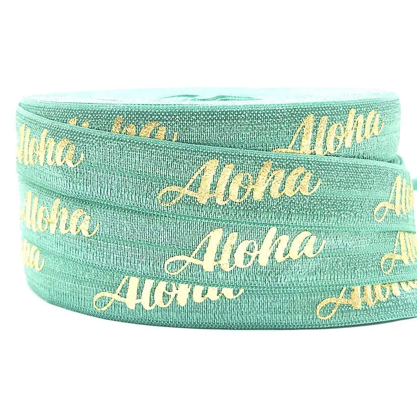

5Yards 16mm Aloe Aloha Print Fold Over Elastic Ribbon for sewing accessories DIY Headbands Hair Ties Hair Accessories