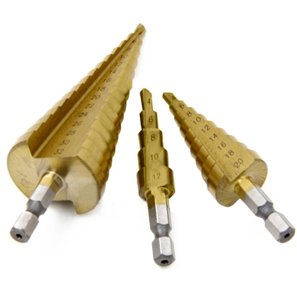 Новый 3 шт. шестигранный хвостовик HSS Пагода форма конуса Шаг сверло 4-12/20/32 мм шаг
