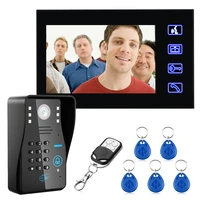 free shipping touch key 7 rfid password video door phone intercom system with ir camera 1000 tvl remote access control system