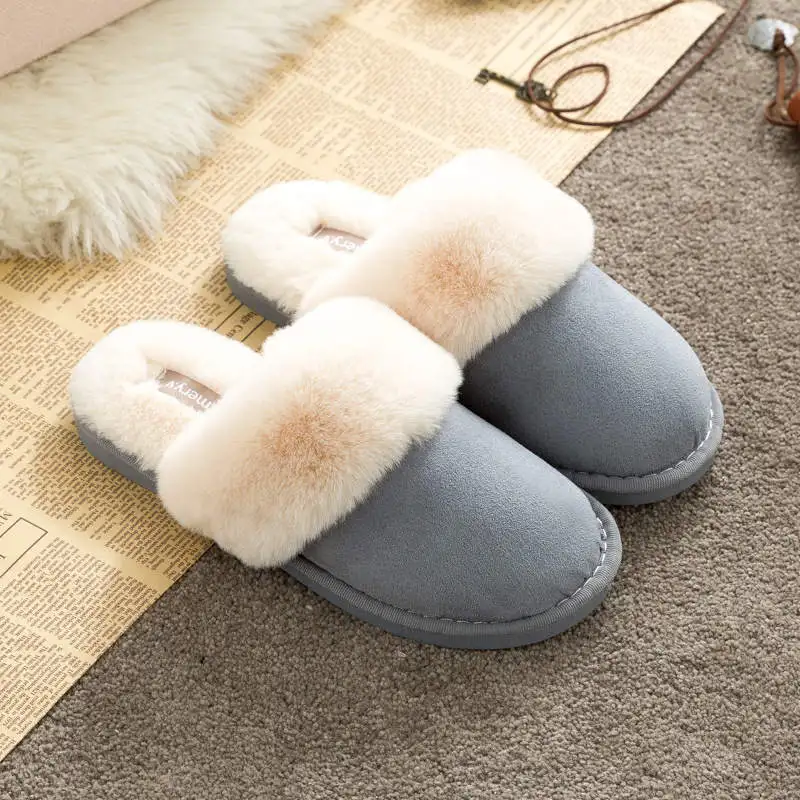 Navy Blue Lizeruee новая обувь из искусственной замши, для влюбленных, Зимние хлопковые тапочки домашние тапочки меховые плюшевые теплые тапочки для Для женщин домашние тапочки tpr модная обувь - Цвет: Navy Blue