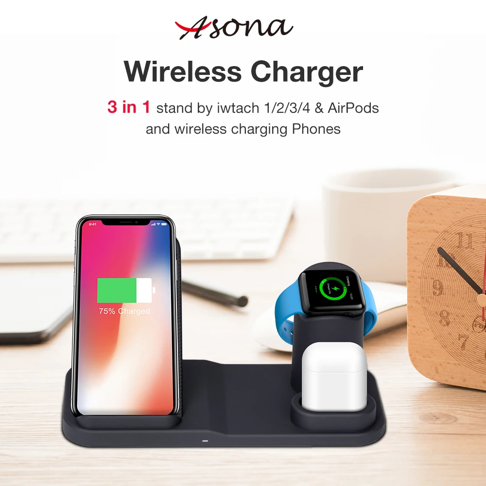 Док станция для зарядки ASONA iPhone X/XR/Xs MAX/8/8 Plus/X/7/7 Plus/6/6 s Plus Apple Watch Airpods|Зарядные