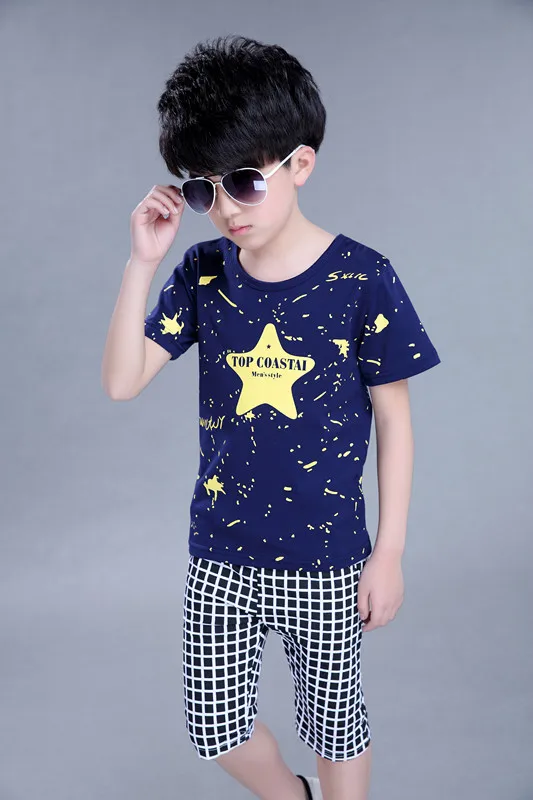 Лидер продаж летние детские комплекты одежды детская футболка + короткие штаны
