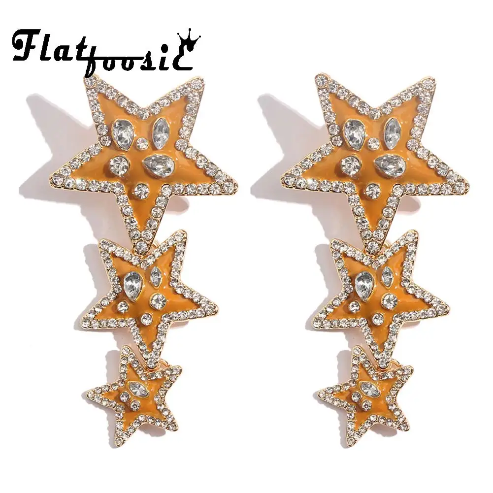 Женские серьги подвески Flatfoosie длинные богемные с кристаллами Винтажные