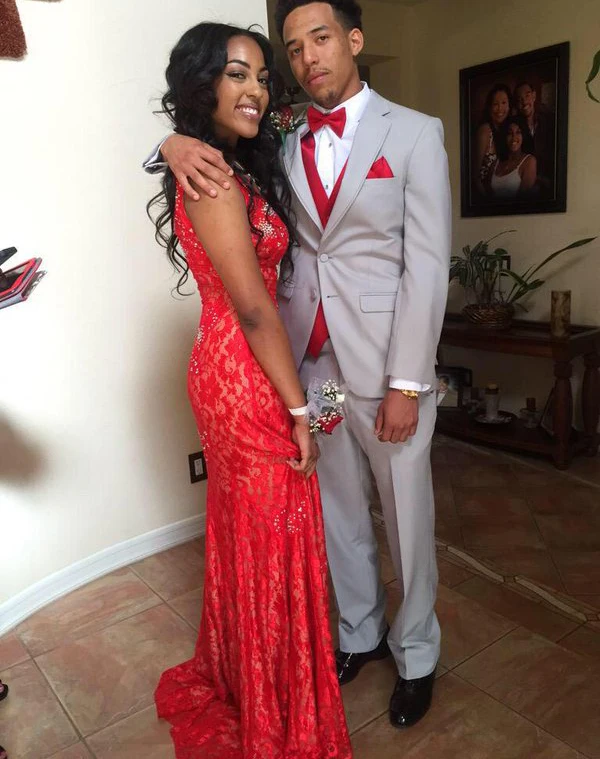 Женское вечернее платье русалка кружевное до пола с V образным вырезом без