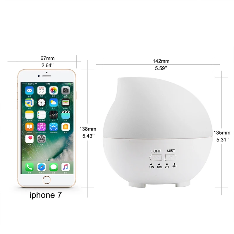 Арома лампа с водопадом диффузор увлажнитель Функция Smart Timing светодиодная 300 мл