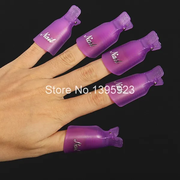 10pcs Plastic Acrylic Nail Art Soak Off UV Gel Polish Remover Wrap Clip Cap | Красота и здоровье