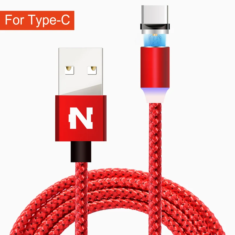 Магнитный usb-кабель NOHON для iPhone, адаптер Micro type-C, быстрая зарядка для iOS, Xiaomi, Android, 3 в 1, магнитное usb-зарядное устройство - Цвет: Red For Type C