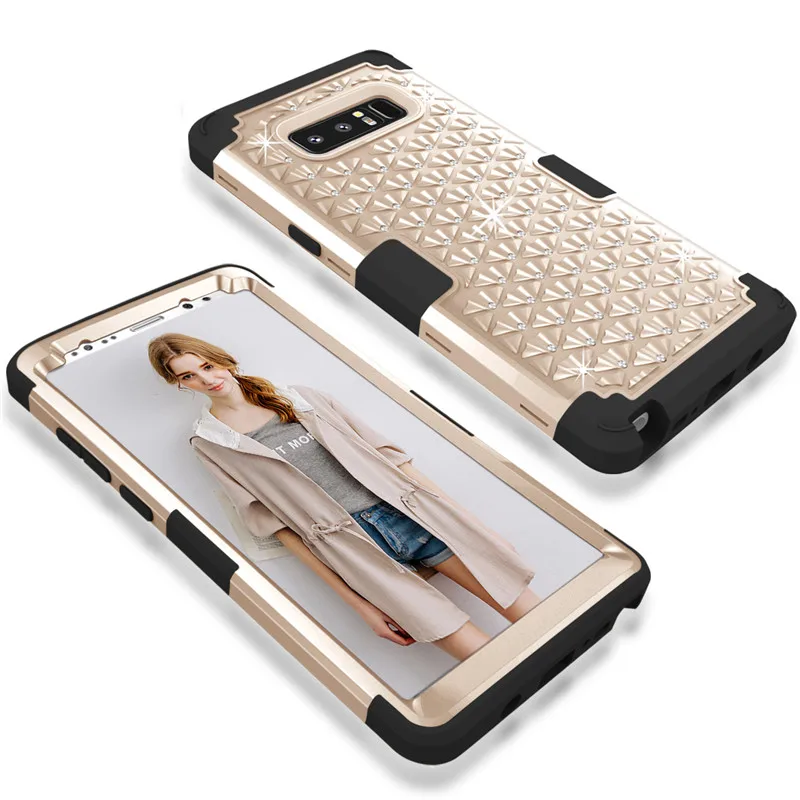 Чехол для телефона Samsung Galaxy Note 8 силикон + Поликарбонат 3 в 1 с бриллиантами четыре