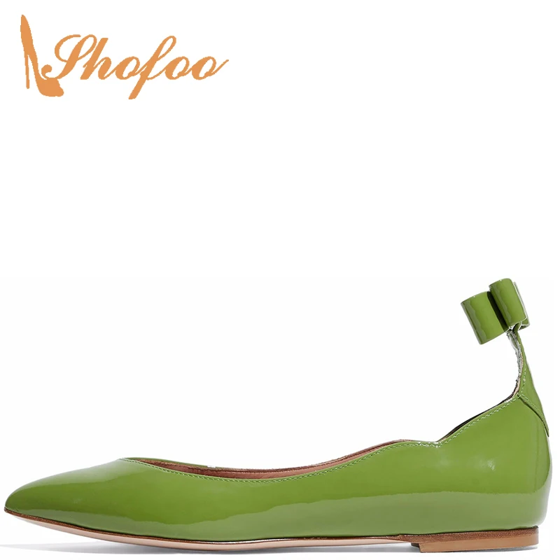 

Женские летние туфли на плоской подошве, зеленые туфли с бантом-бабочкой и острым носком, большой размер 15