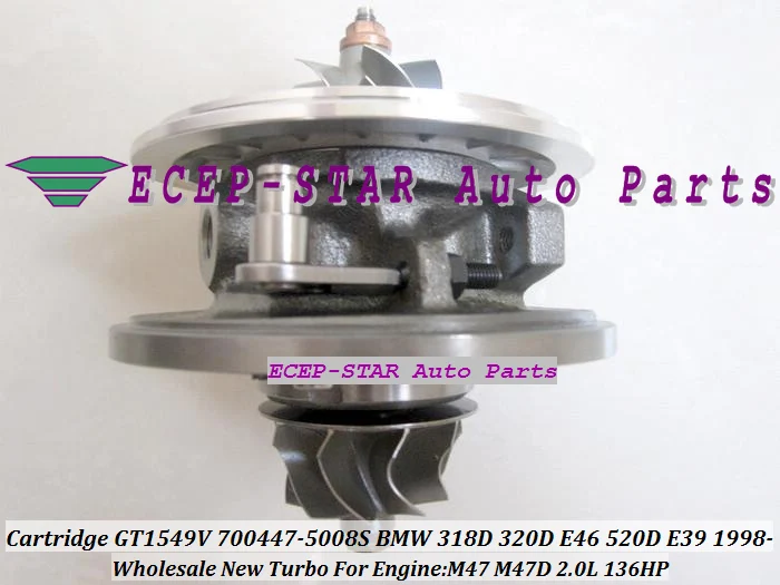 Turbo CHRA Cartridge GT1549V 700447-5008S 700447 700447-5007S Turbocharger For BMW 318D 320D E46 520D E39 98 M47 M47D 2.0L 136HP |