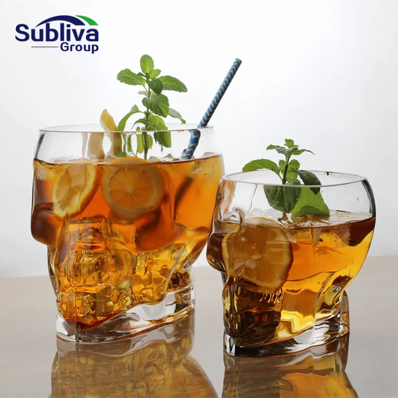 Прозрачная стеклянная чашка с черепом для виски вина водки домашней питьевой