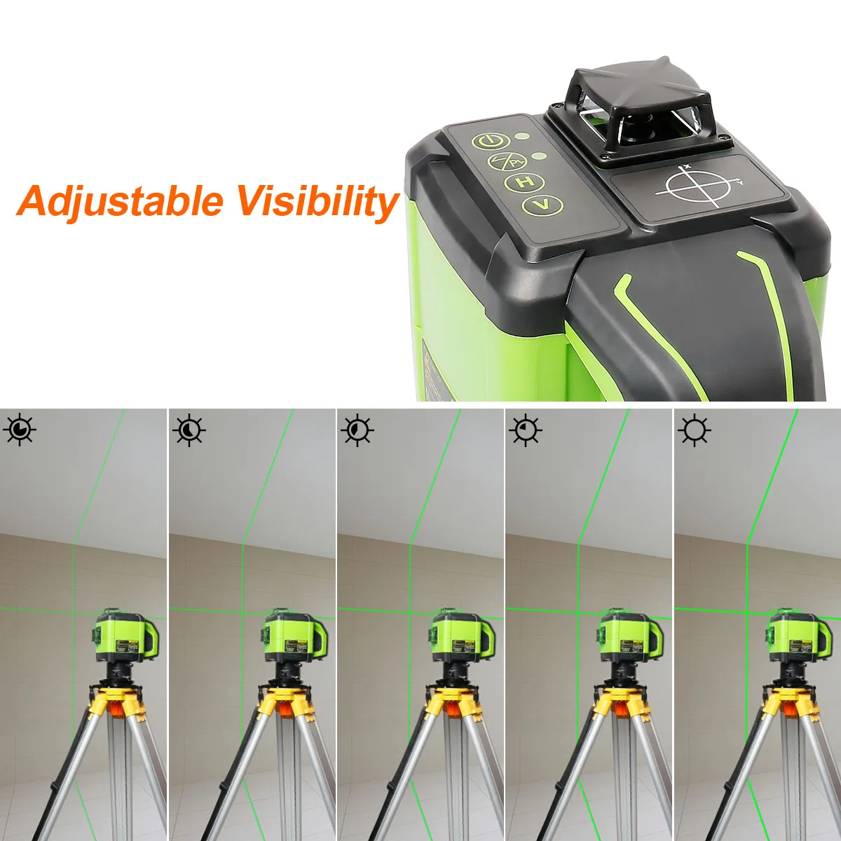 Huepar Electronic Self-Leveling 3D Green Beam Laser Level 3x360 Cross Line Three-Plane Leveling Alignment-Dual Slope Function