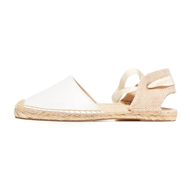 White Espadrilles Insta/Стильные эспадрильи; женские босоножки; коллекция года; Летняя обувь с ремешком на щиколотке; сандалии на плоской подошве; женские эспадрильи на шнуровке; сандалии - Цвет: White Espadrilles