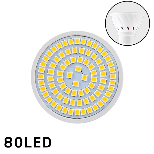 80 LEDs Светодиодная лампа точечного света MR16 GU10 E27 E14 лампа точечного света 2835 SMD лампа GU5.3 220V 110V 12V 3W COB лампа 9W 12W 15W для домашнего декора - Испускаемый цвет: 80 LEDs