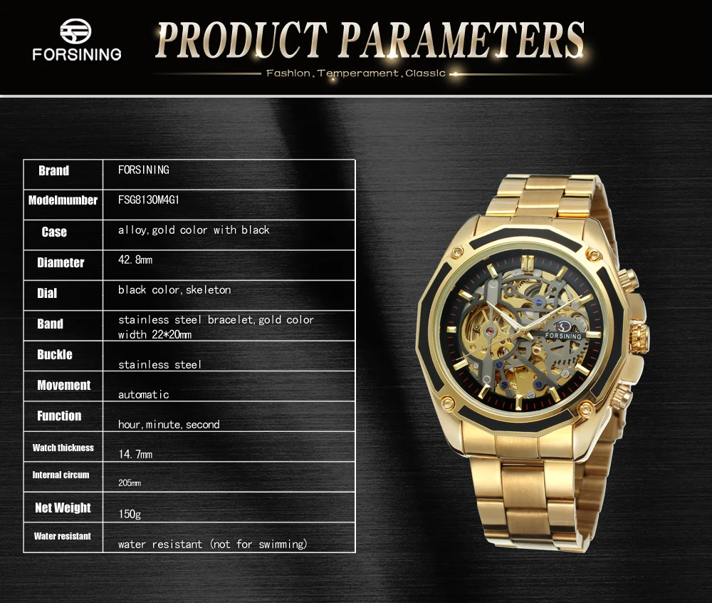 FORSINING мужские высококачественные брендовые автоматические китайский механизм браслет из нержавеющей стали уникальные часы Relojes FSG8130M4