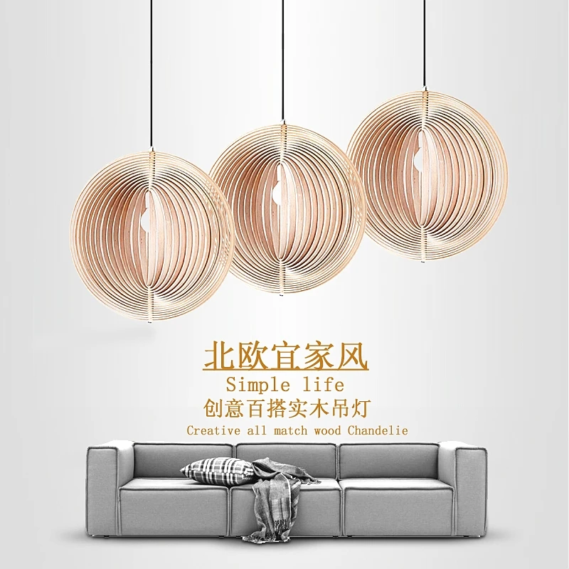 Современный деревянный подвесной светильник 100 240 В e27 скандинавский в виде капли