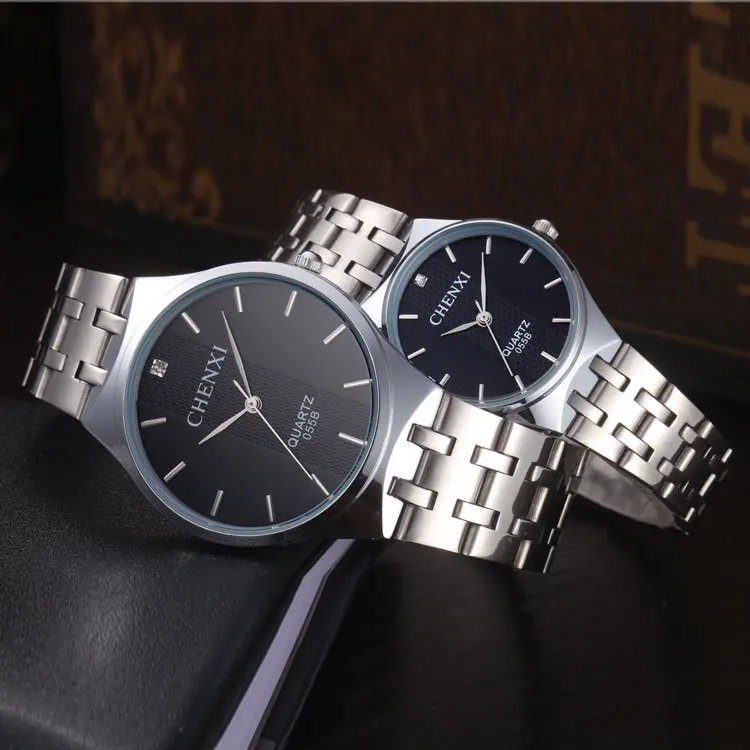 2018 Новые мужские и женские деловые кварцевые часы CHENXI серебряные наручные из