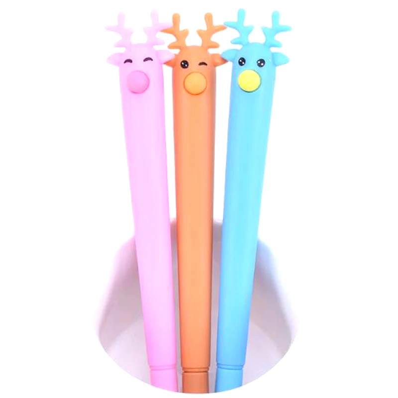 

New 20pcs High Quality Elk Gel Pen Personality Creative Cute Modeling Water Pen Stationery Deer Cartoon Pen