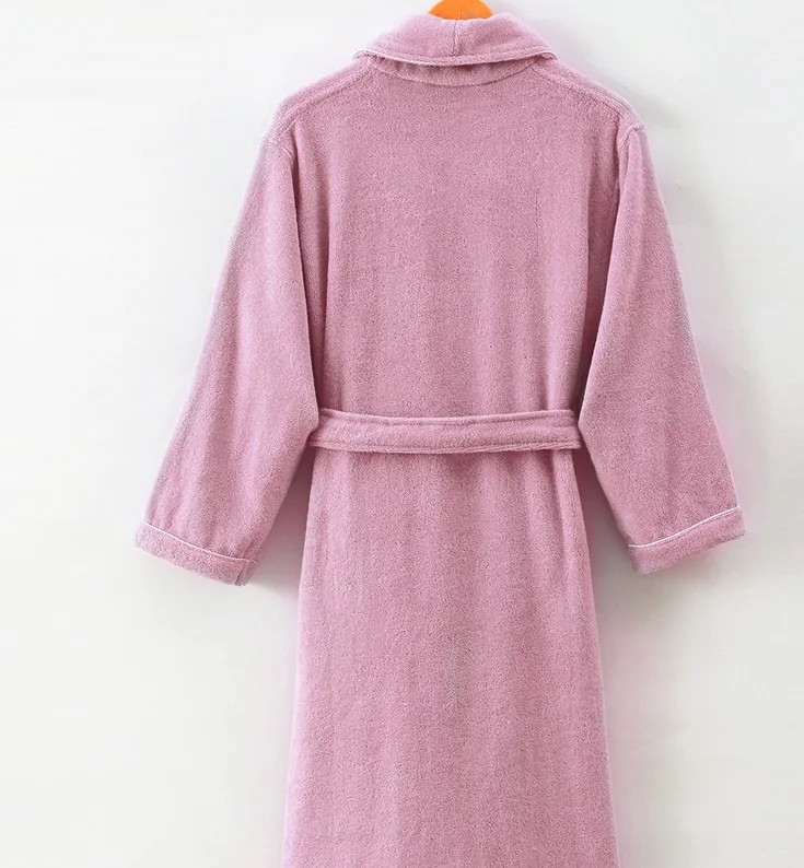 pink color Весенние, Осенние, зимние, толстые, чистый хлопок, одноцветные халаты, халат унисекс с длинным рукавом, абсорбирующий махровый Халат размера плюс, пижамы - Цвет: pink color