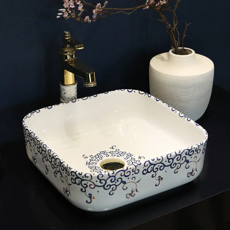 Фарфоровая гардеробная квадратная умывальник Lavabo столешница черная раковина